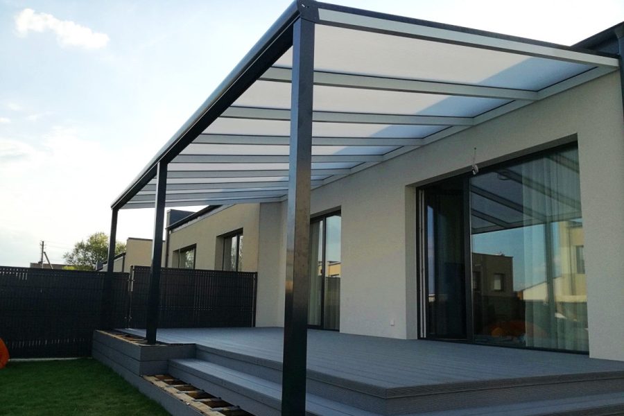 Aliuminio stoginė terasai su polikarbonato danga